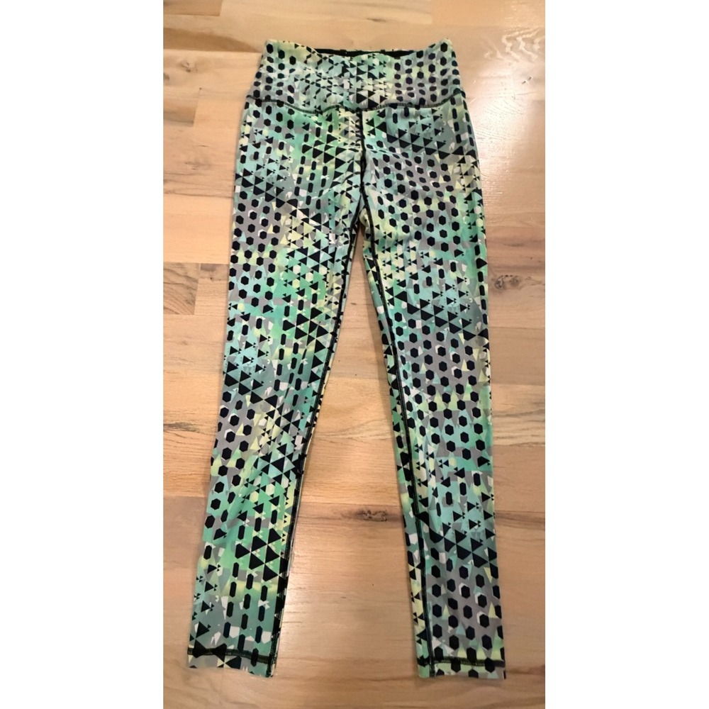 Victoria's Secret Sport Women's M Geo Triangle Print Leggings Green Black Yellow